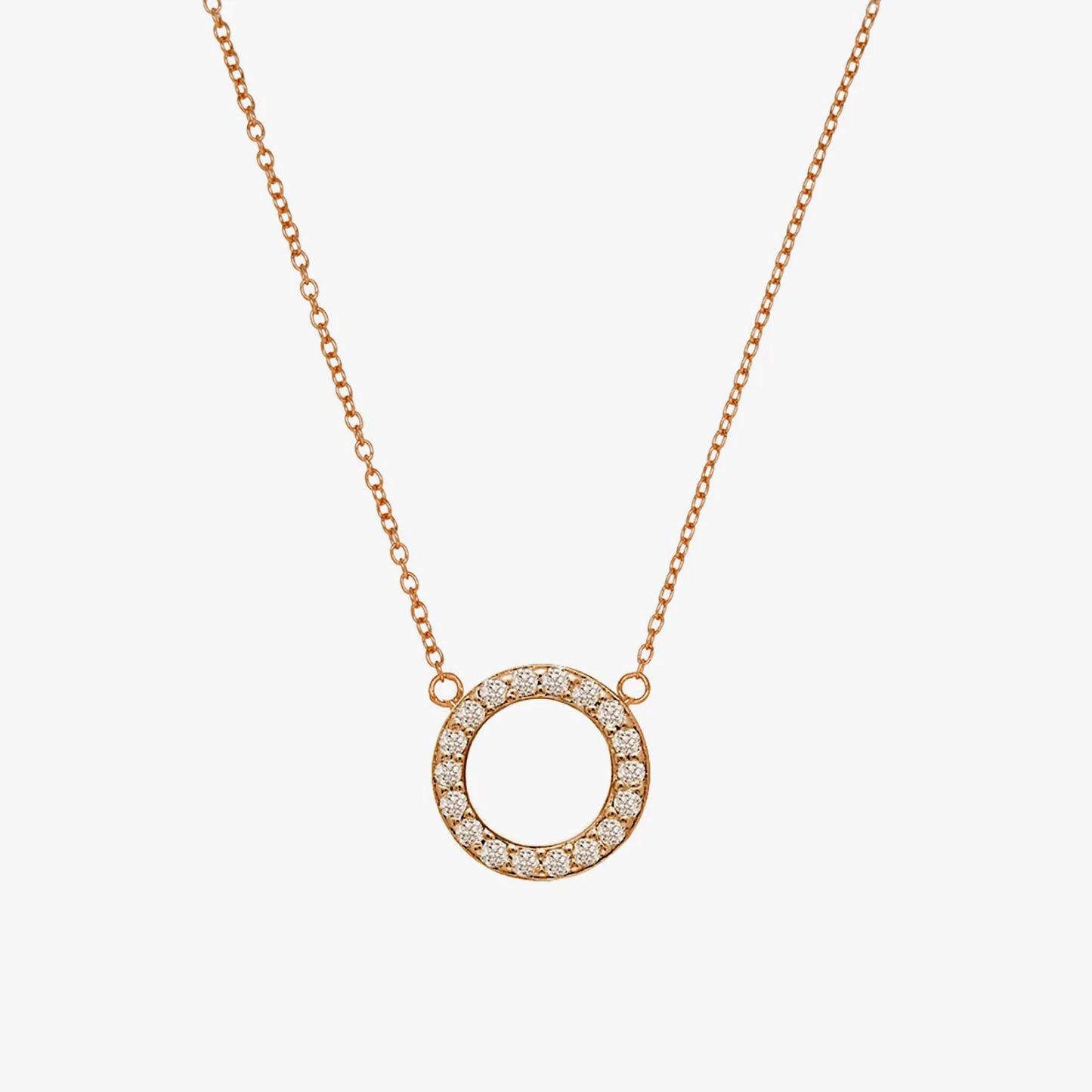 Sparkle Circle Necklace - Rose Gold
