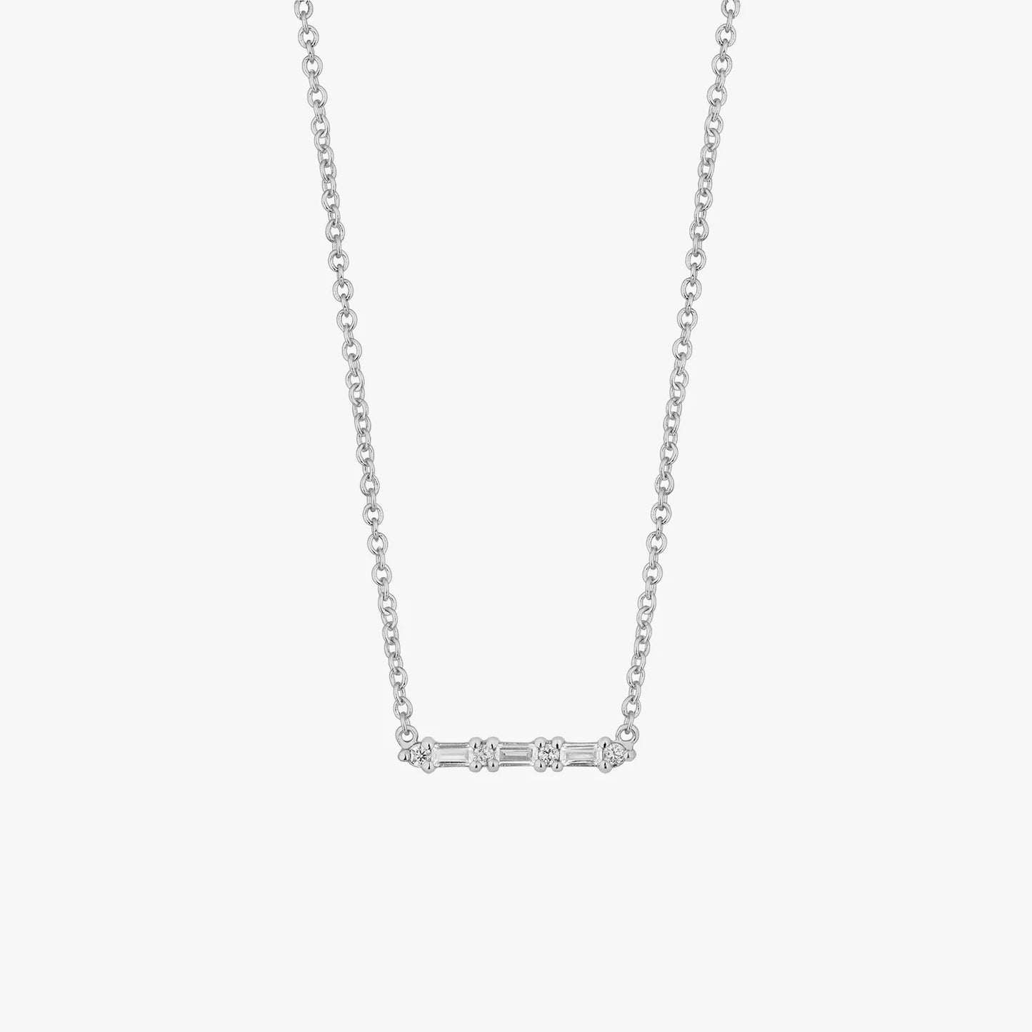 Cluster Baguette Necklace - Silver