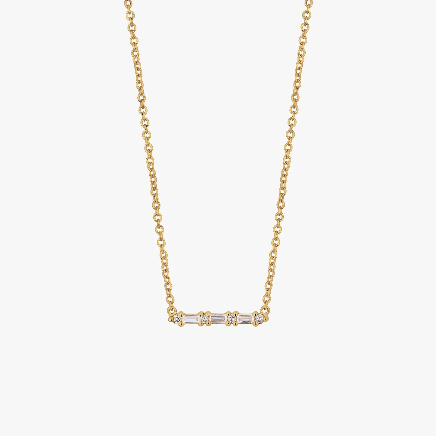 Cluster Baguette Necklace - Gold