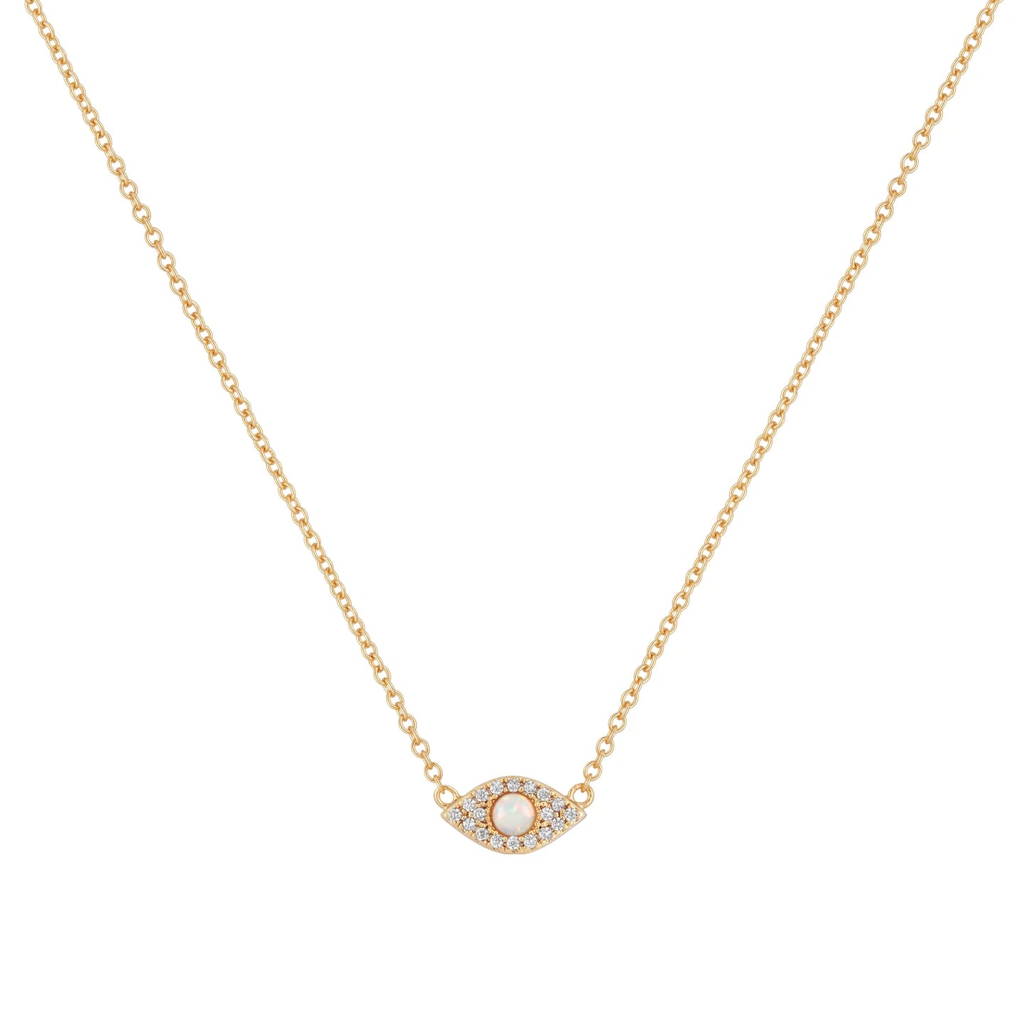 Opal Evil Eye Necklace - Gold