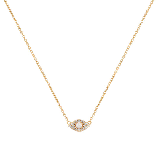 Opal Evil Eye Necklace - Gold