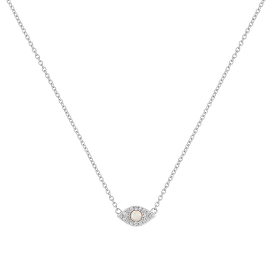 Opal Evil Eye Necklace - Silver