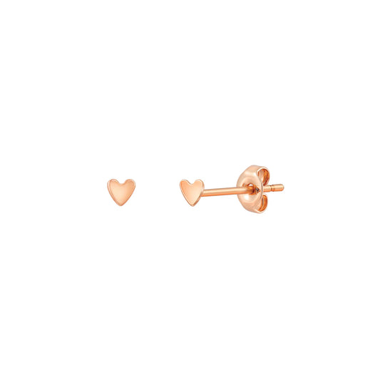 Baby Heart Stud Earrings - Rose Gold