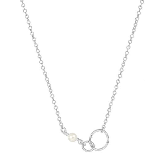 Interlocking Pearl Necklace - Silver