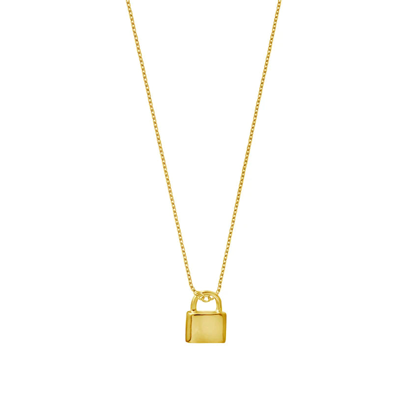 Love Lock Charm Necklace - Gold