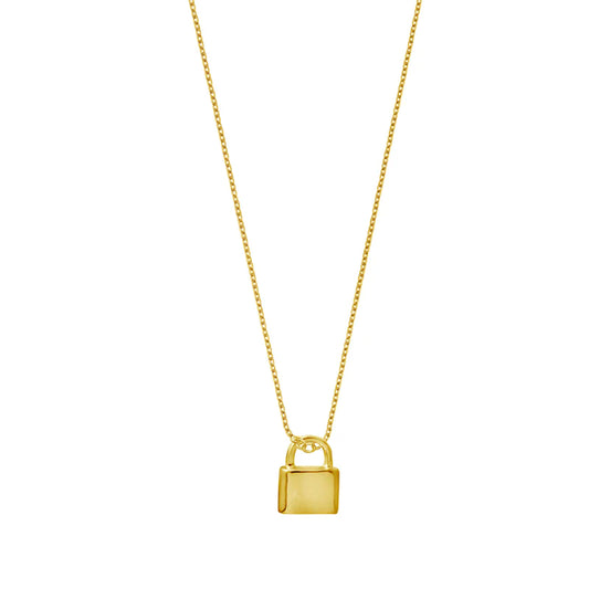 Love Lock Charm Necklace - Gold
