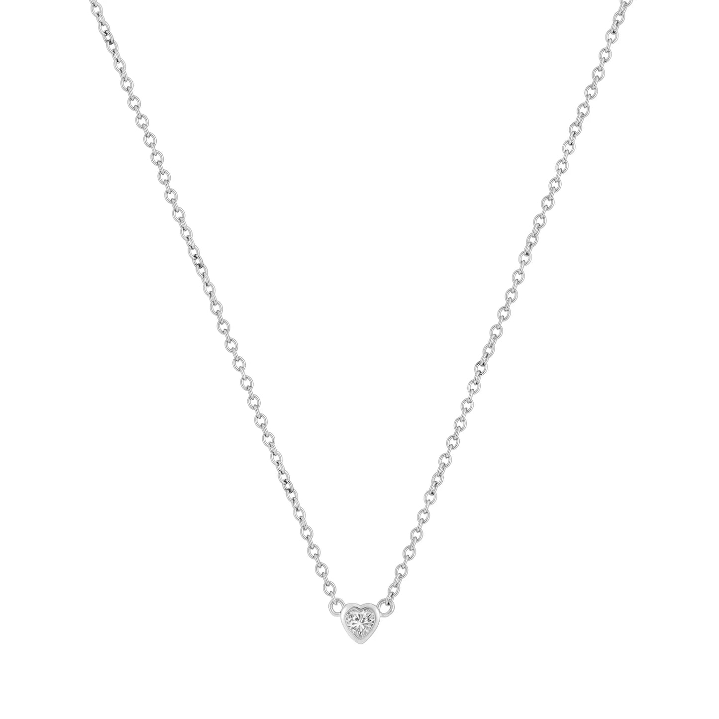 Mini Sparkle Heart Necklace - Silver