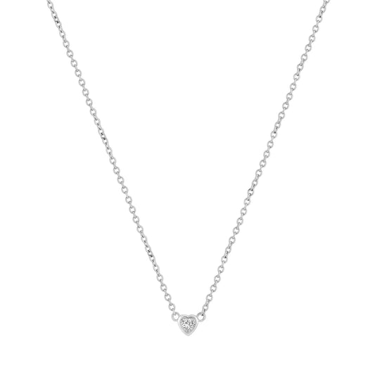 Mini Sparkle Heart Necklace - Silver