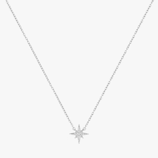 Pave Starburst Necklace - Silver