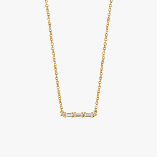 Cluster Baguette Necklace - Gold