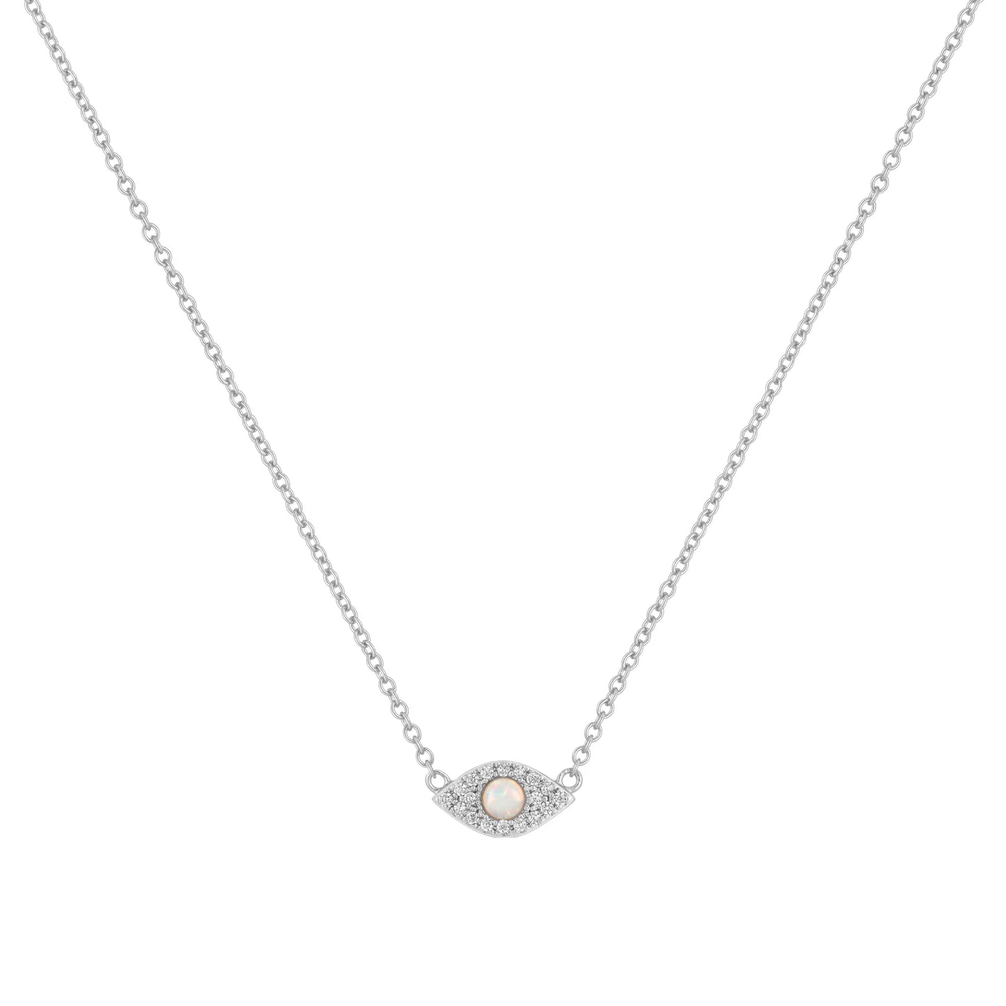 Opal Evil Eye Necklace - Silver