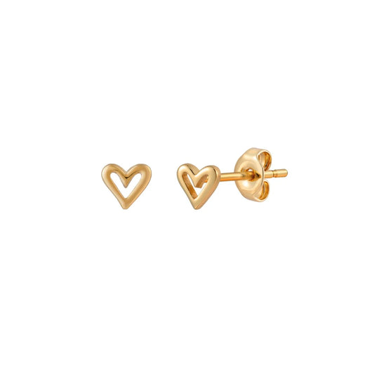 Classic Open Heart Stud Earrings - Gold