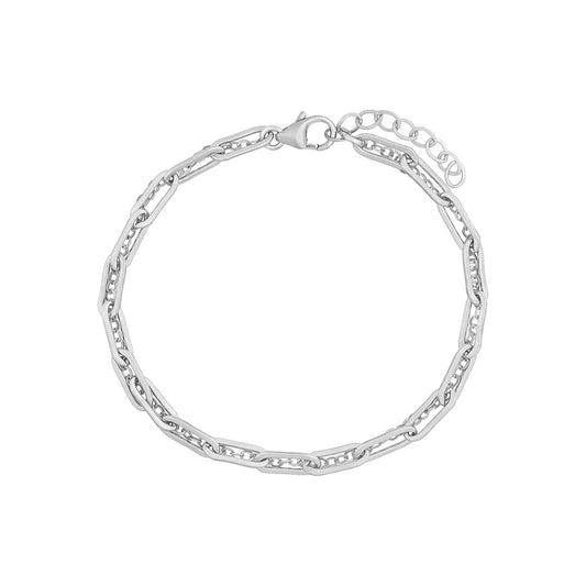 Paperclip Double Chain Bracelet - Silver