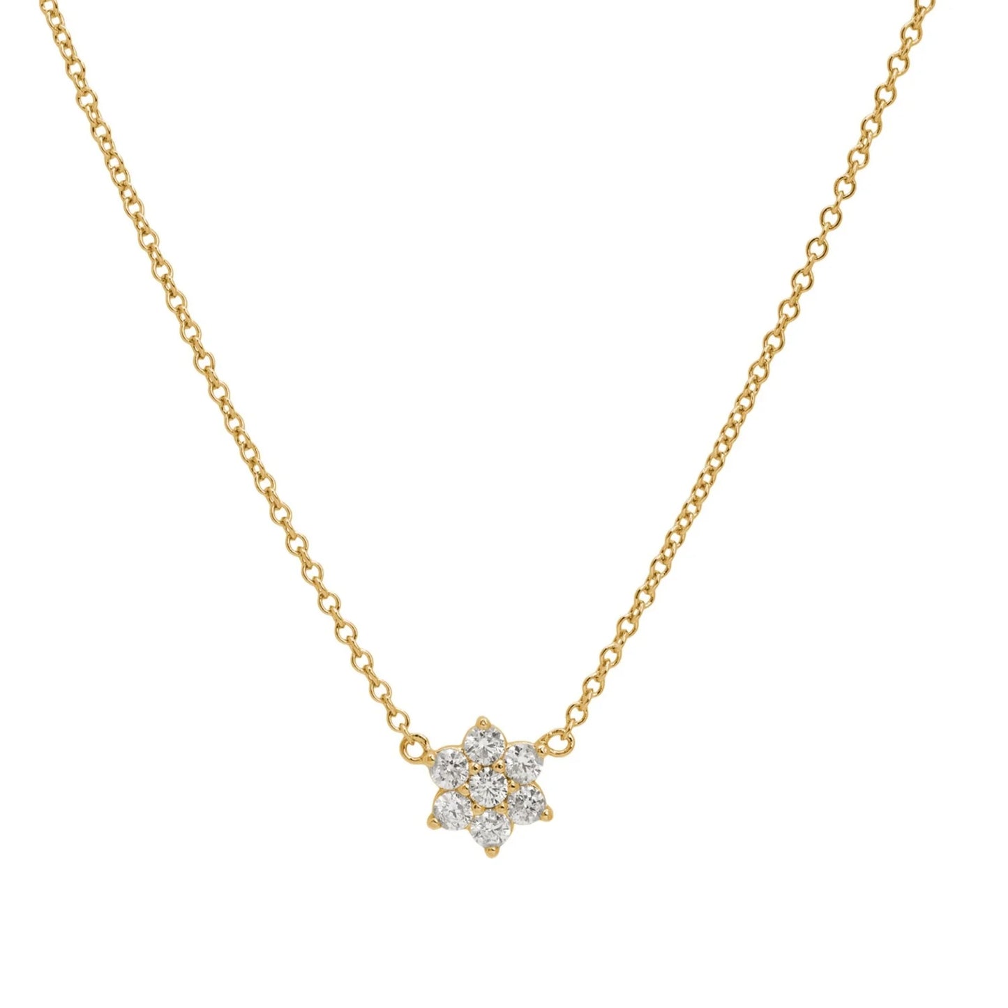 Pavé Flower Necklace - Gold