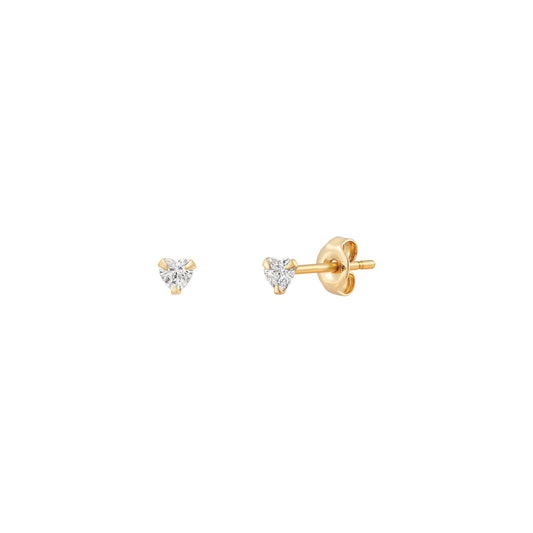 Shining Heart Stud Earrings - Gold