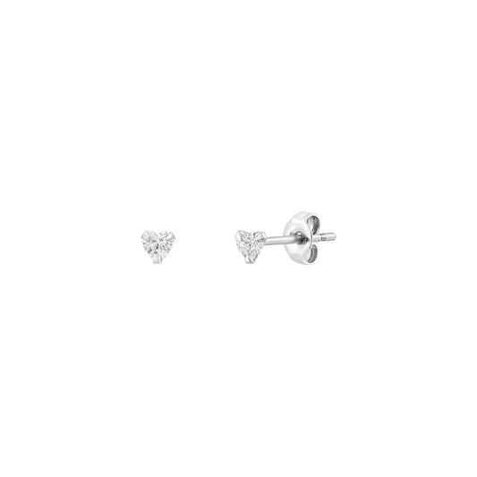 Shining Heart Stud Earrings - Silver