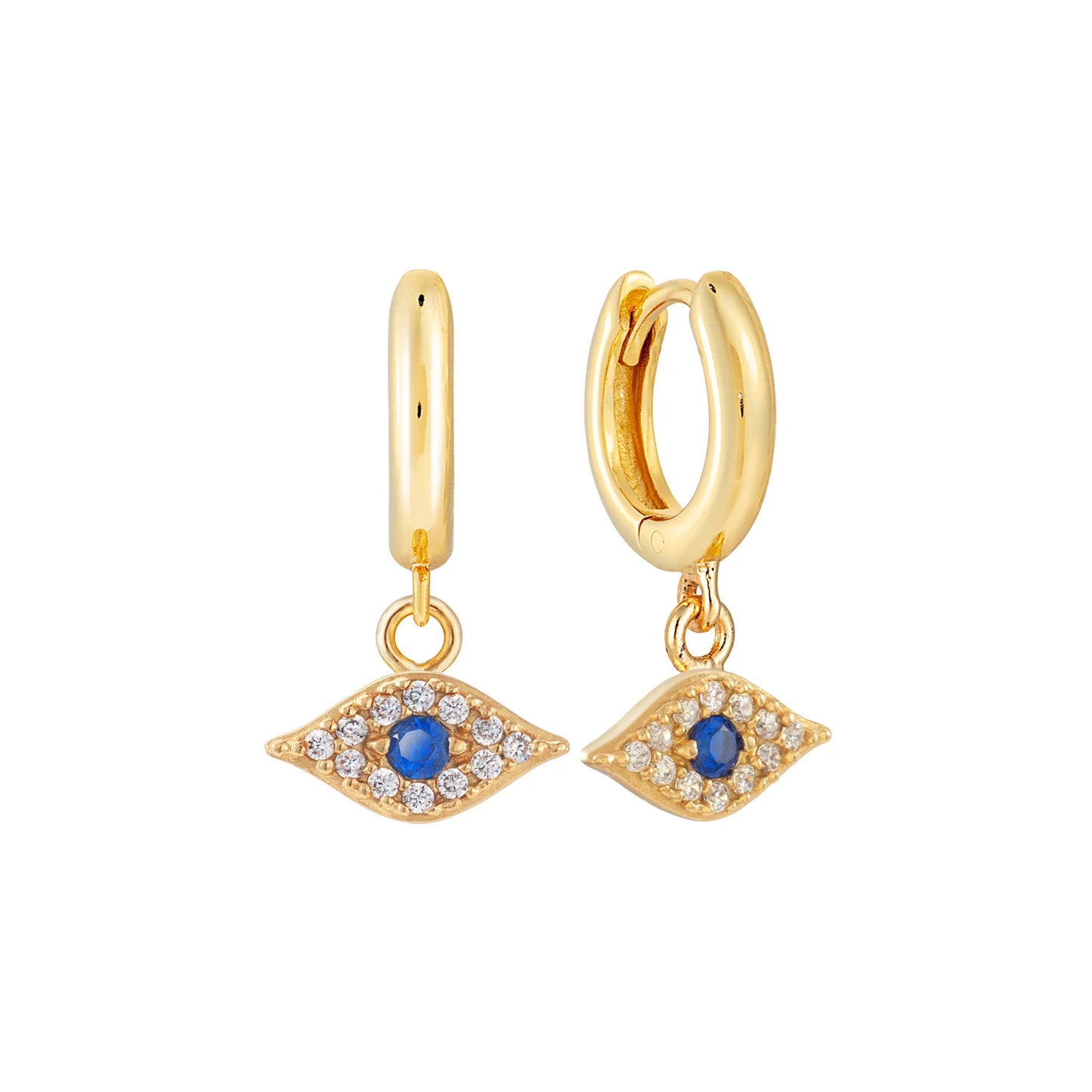 Sparkle Evil Eye Hoop Earrings - Gold