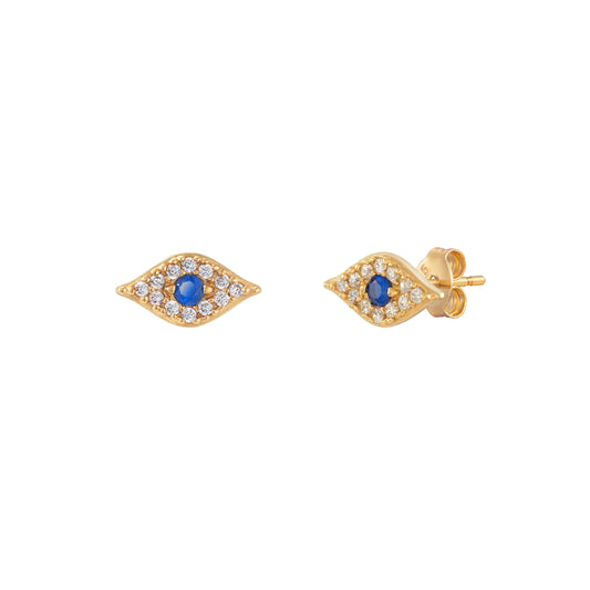 Sparkle Evil Eye Stud Earrings - Gold